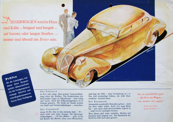 Borgward Hansa 3500 Modelprogram 1938 Carbrochure (6934)
